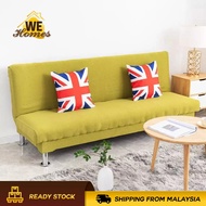 WeHomes 4-Seater Fabric Sofa Bed + Free 2 Pillow (Green/Yellow ) - Design B Foldable Sofa Bed Relax Sofa Sofa Murah