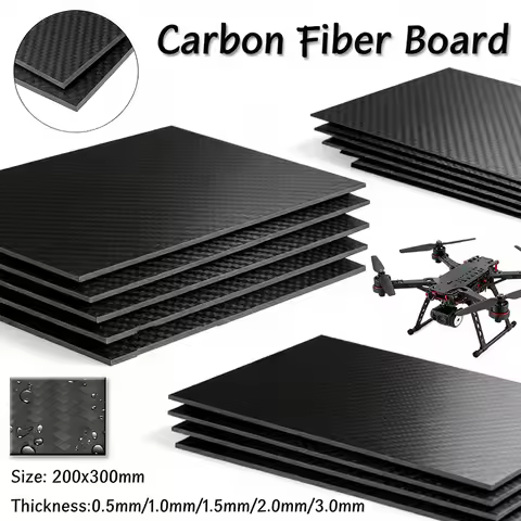 1pcs 200x300mm 3k Carbon Fiber Board, 0.5/1.0/1.5/2.0/3.0mm Thick 3K Composite Material Plate for Cr