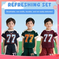 【for 3-8 Years】kids Sports Terno Suit, Kids Football Jersey Unisex Set, Jersey Number 77 TOGO
