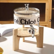 Glass water bottle with spout, 2200ML capacity water bottle with bear lid