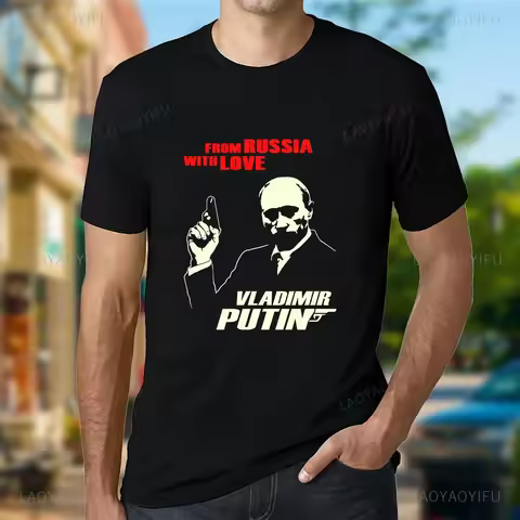 Funny T Shirt Men From Russia with Love Vladimir Putin Print Tops Humor Portrait Street Fashion Grap