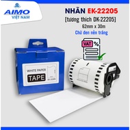 Printed label EK-22205 / Black text on white background / Compatible with Brother DK-22205 Label