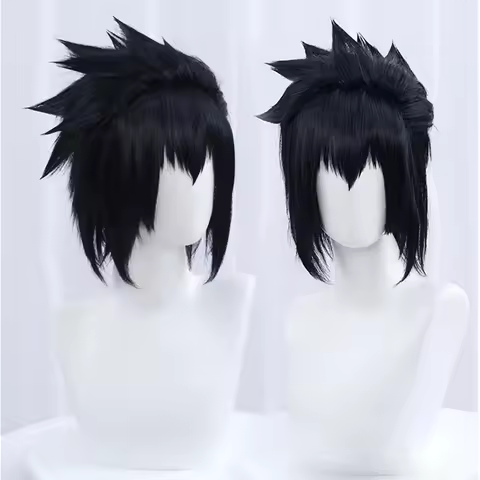 Sasuke Uchiha Cosplay Wig Men Short Black Cosplay Anime Cosplay Wig Heat Resistant Synthetic Hair Wi