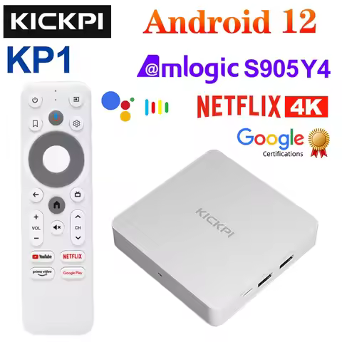 KICKPI KP1 Google TV Box Android 12 Amlogic S905Y4 2GB 32GB Support AV1 1080P H.265 4K 2.4G&5G Wifi 