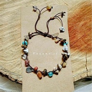 Mixed Pebble Stone Rope Bracelet | Ethnic Bracelet | Bohemian Bohemian Bohemian | Vintage vintage| A