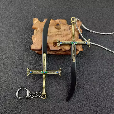 Hawk Eyes Dracule Mihawk Necklace Strongest Swordsman Black Blade Yoru Weapon Model Key Chain For Me