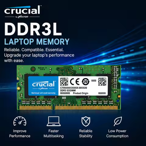 Crucial Laptop Memory 16gb DDR3L 1.35V 1600MHz SODIMM Memory PC3-12800S PC3L RAM