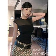 Mesh Round Neck T-shirt Tharo Clothing [AO00294] Mesh Top