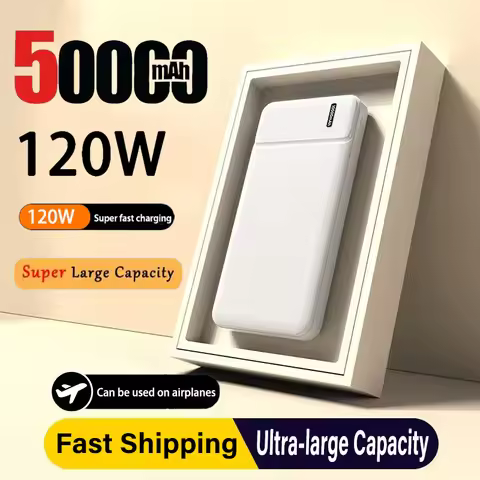 50000mAh Power Bank 120W Super Fast Charge Portable External Battery PowerBank High Capacity PowerBa