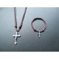 KG56 CATHOLIC CROSS NECKLACE + BRACELET PACKAGE TRIDATU ROPE 2MM