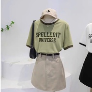 Áo thun nữ In Hình Phối Viền ANHSTORE  phom suông rộng Basic cá tính - Women Top Basic full size tới