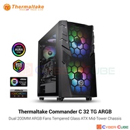 Thermaltake Commander C32 TG ARGB Edition -- Dual 200MM ARGB Fans Tempered Glass ATX Mid Tower Chassis (เคส) Case