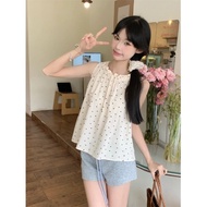 NOVA-Women's Vest Sleeveless Dot Pattern Loose Type Sweet Cute Casual Fashion