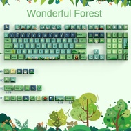 PBT Dye Sublimation Green Theme Keycaps Small Complete Set Wonderful Forest Cherry Height Keycaps Ad