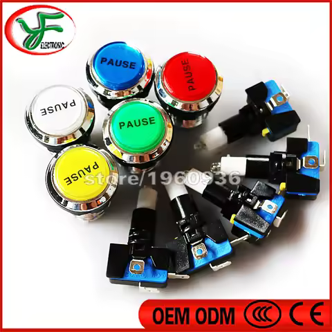 5 Colors PAUSE Logo LED Chrome Silver Plated Illuminated Push Button with Microswitch 5V~12V for USB
