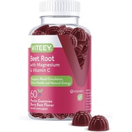 Viteey Beet Root Gummies with Magnesium & Vitamin C - Beetroot Supplement for Heart Health, Blood Pr