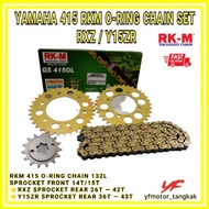 RKM ORING CHAIN 415 SPROCKET GOLD SET YAMAHA RXZ 4 LUBANG Y15ZR 6 LUBANG rantai emas o-ring rkm 132L depan belakang 链牙