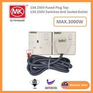 MK E2757 2G 13A SWITCH SOCKET, MK PLUG TOP, 1.5MM X 3C SIRIM CABLE EXTENSION TRAILING SOCKET 3 METER