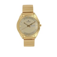 TITAN Champagne Dial Golden Stainless Steel Strap Watch 1578YM05