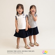 Girls 2Pcs Skirt Set Sleeveless Top Pleated Skirt Preppy Summer Outfit Sisters Matching Kids Clothes