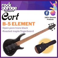 Cort B-5 Element Electric 5-String Bass W/Bag- Open Pore Burgundy Red / Natural / Trans Black ( B5 E