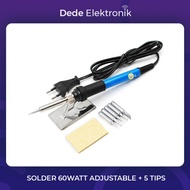 60 Watt Electric Soldering Iron with Adjustable Temperature Control 200C-450C 5 Tip