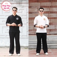 Pagoda outfit for men with soft and cool fabric collar. Men's temple outfit short sleeve with hem. P