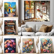 Drofe,Landscape Paint by Numbers With Frame Home Decor Canvas Painting by Numbe Kit,Acrylic paint