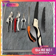 Combo of 6 Piece Japanese Bonsai Shears (White Steel Pruning Shears - Branch Shears - Cleaver Saw & 