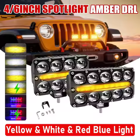 COSVIBE 8/10 Lens Auxiliary Motorcycle Led Working Fog Lights Projector Headlight Strobe Flashing Am