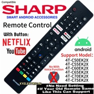 Sharp Smart Android TV Remote Control RC201 With Netflix + YouTube Button For 4T-C50EK2X 4T-C55EK2X 