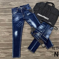 DSQUARED2 Jeans Blue ICON Letters Black Painted DSQ Painted Dot Jeans Bright Blue Stretch Material