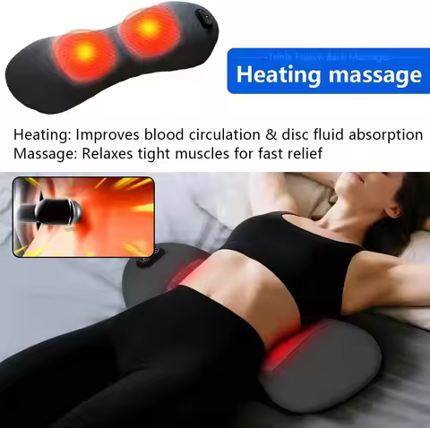 Smooth Triple Fusion Back Massager with Heat,for Sciatica Pain Relief Devices Lower Back Massager fo