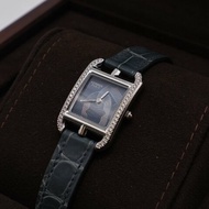 HERMES Cape cod鑽石圈錨鍊錶盤腕錶  - 31 鱷魚皮風暴藍