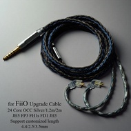 24 Core Silver Plated Cable for FiiO JH5 FP3 FD1, 2.5/3.5/4.4 Bass-Boosted Upgrade Wire, 2Pin 0.78mm