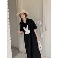 black flurry rabbit polo women dress (RS5168)