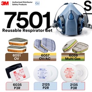 3M 7502 Reusable Respirator Set β 6051 Organic Vapor / 6057 Organic Vapor & Acid Gas / 6059 Multi Ga