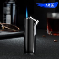 Windproof gas lighter blue flame metal gas lighter plain color lighter simple design