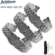 Aotelayer Special strap Arc Mouth Fine Solid Stainless Steel Watch Belt for CASIO Swordfish Steel Strap MDV-106 107 Watchband 2784 Stainless Steel Men's 22mm Wristband