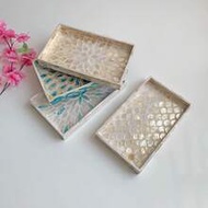 1pc Rectangular Shell Decorative Tray, Length 9.84 Inches, Width 5.9 Inches, Height 0.98 Inches, Des