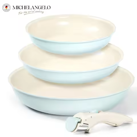 MICHELANGELO Nonstick Frying Pan with Removable Handle Ceramic Coating Frying Pan Set Induction Cook