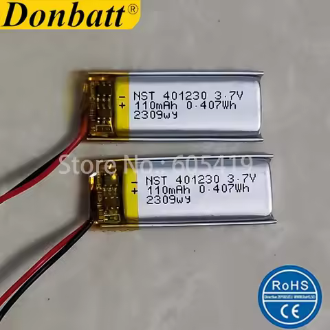 3.7V 401230 Lithium Polymer Li-Po li Rechargeable Battery with Protected Board 110mAh