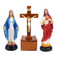 Mary Jesus Prayer Set Statue 15cm Cross Sitting Rosary Box 17cm