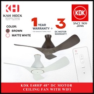KDK E48HP 48" DC MOTOR CEILING FAN WITH WIFI + 1 YEARS WARRANTY