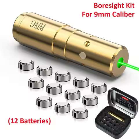 9mm 223Rem 40S&W 380ACP 45ACP 2 In 1 Red Green Laser Cartridge 12 Batteries Tactical Training Laser 