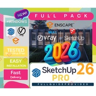 SketchUp Pro 2026 v26 LATEST UPDATE + Vray 7 + Enscape🔥 𝙑𝙞𝙙𝙚𝙤 Guide [Win/Tahoe/M1/M2/M3/M4/Intel