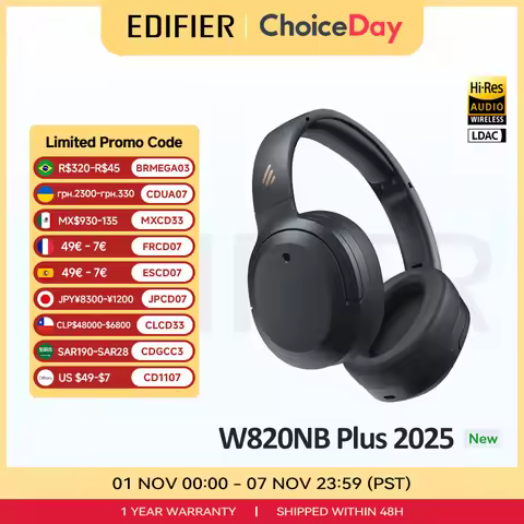 Edifier W820NB Plus(2025 Ver.) ANC Wireless Headphone Bluetooth 6.1 Over-ear Headset -49dB Noise Can