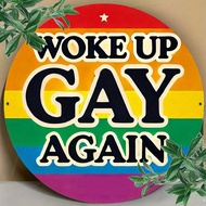 1pc " Again Lesbian" Round Metal Wall Art - 19.81cm Vibrant Pride Decor With Wreath, Suitable For Ho