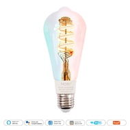 ไฟ LED เอดิสัน ST64อัจฉริยะ Wi-Fi MOES Tuya หลอดไฟเปลี่ยนสีได้16ล้านอาร์จีบีหรี่แสงได้2700K-6500K ทำ