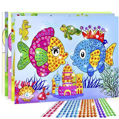 5/10/20pcs/Lot DIY Diamond Stickers Handmade Crystal Paste Painting Mosaic Puzzle Toys Random Color 